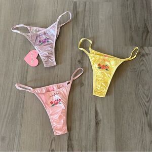 NWT Sugar Thrillz Obey Me set of embroidered panties. Size M.